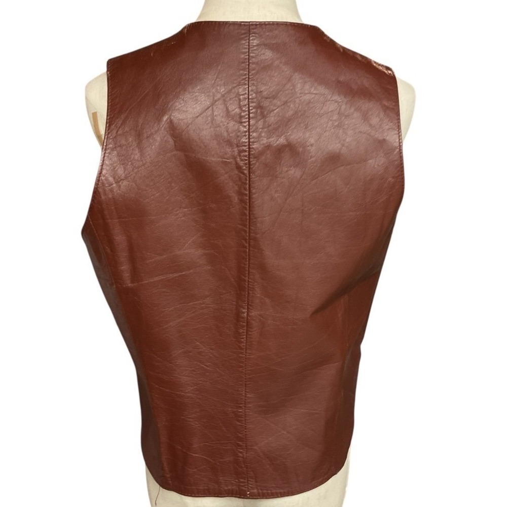VTG Berman's Men's Leather Button Front Cowboy Western Rodeo Ranch Vest Brown 40 - Picture 6 of 12